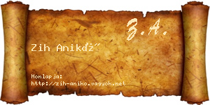 Zih Anikó névjegykártya
